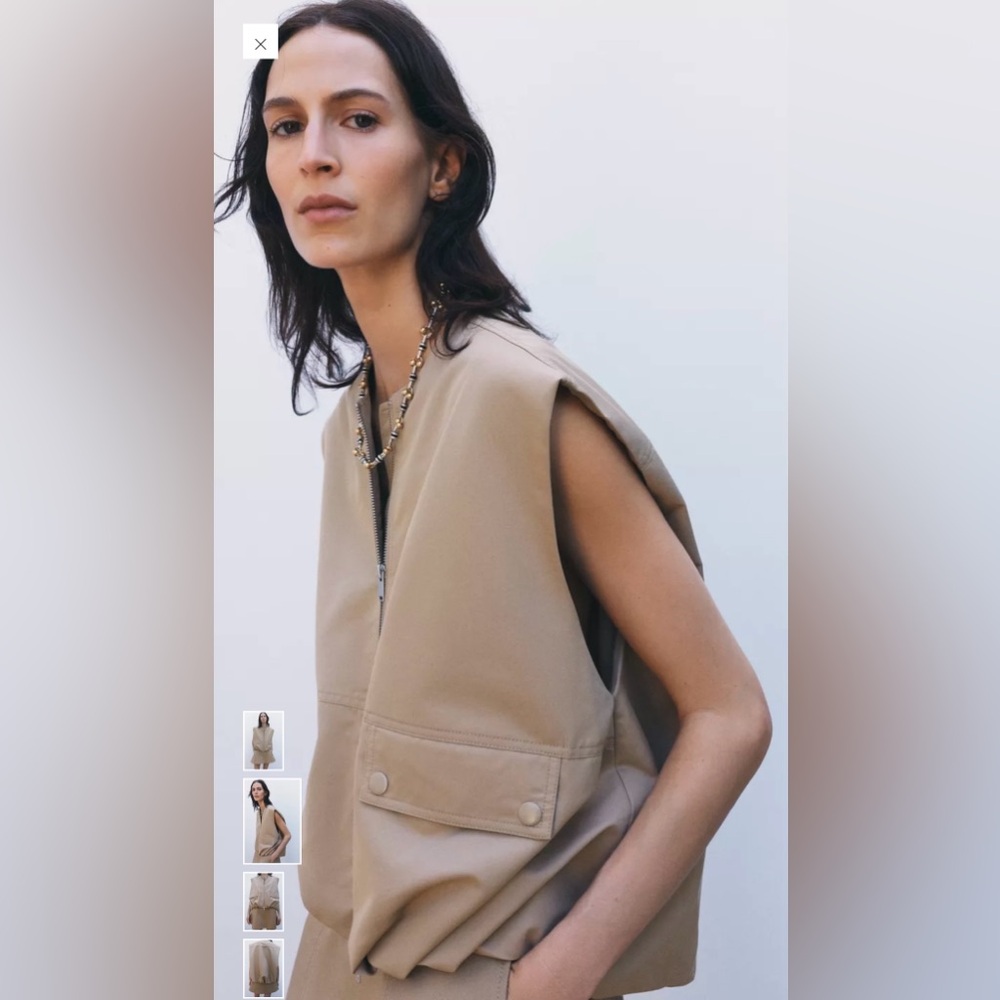 Zara ZW Collection Beige Oversized Vest